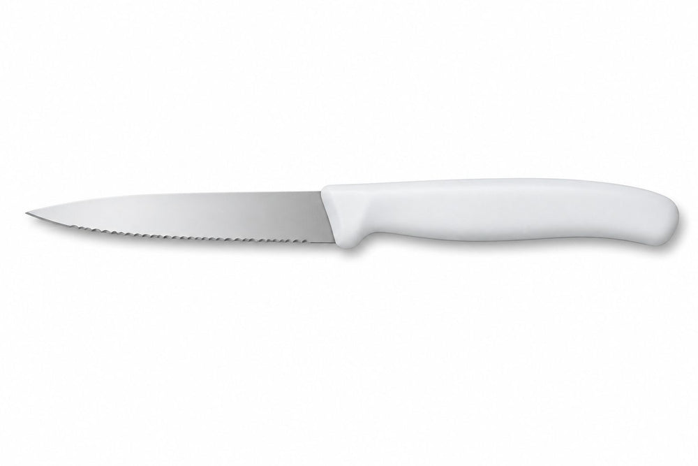 Prestige - Utility Knife, Serrated Tip, White, 4"