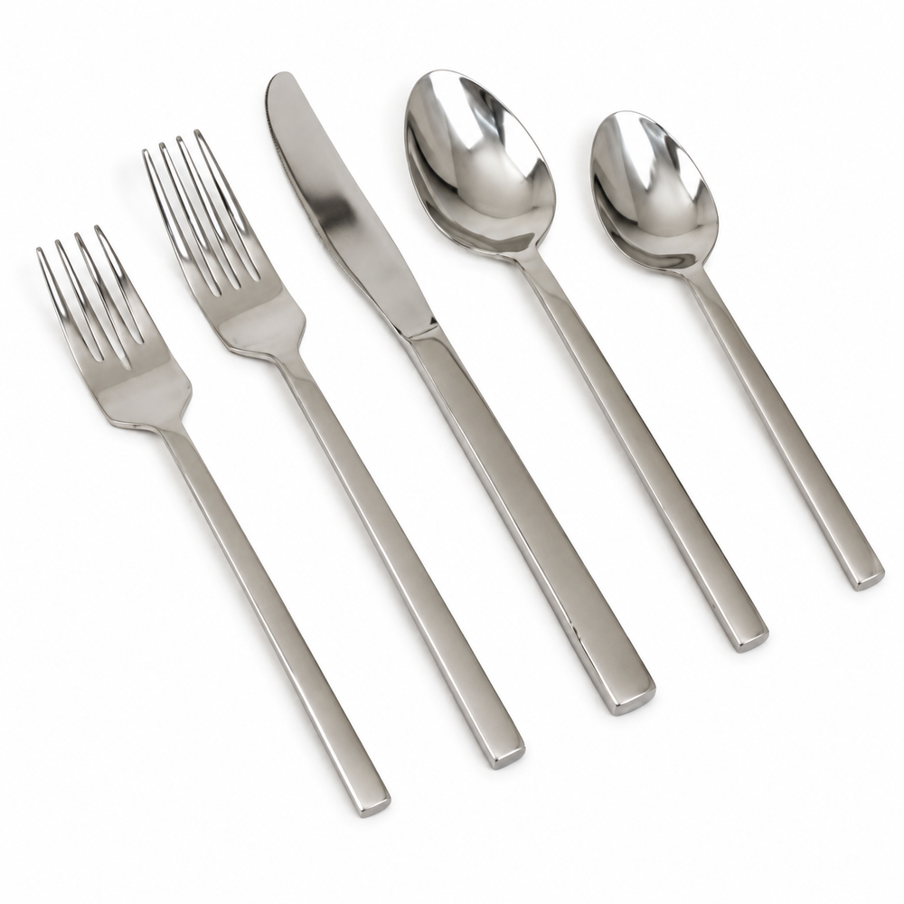 Prestige - Kyoto, Silver with Brushed Handle, 20 Pc Flatware Set - Gift Box