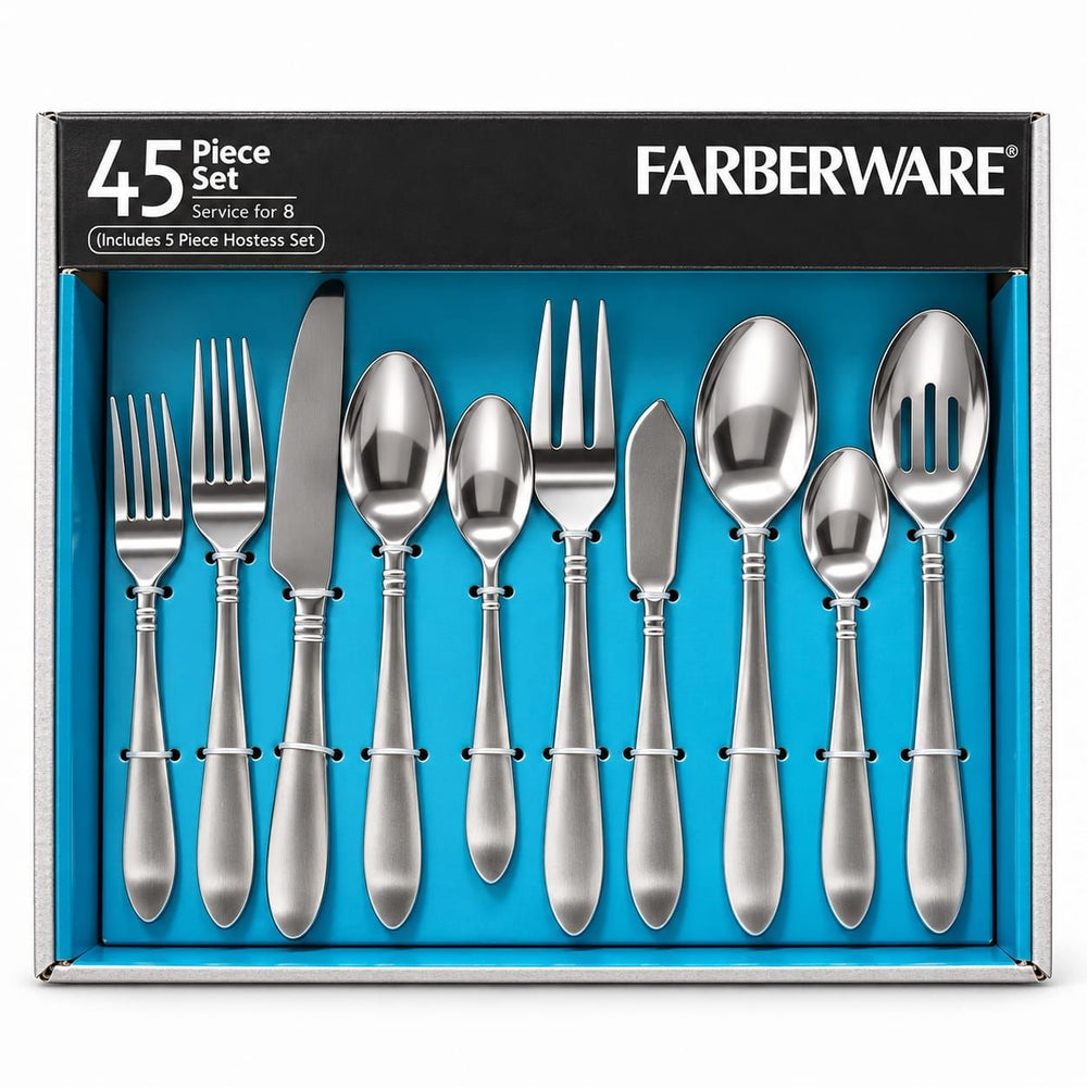 Prestige - Farberware, Annotto, Brushed/Mirror, SS, 45 Pc Flatware Set
