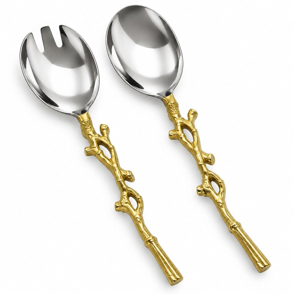 Prestige - Branch, Brushed Gold Handle, Salad Server, 2 Pc Set