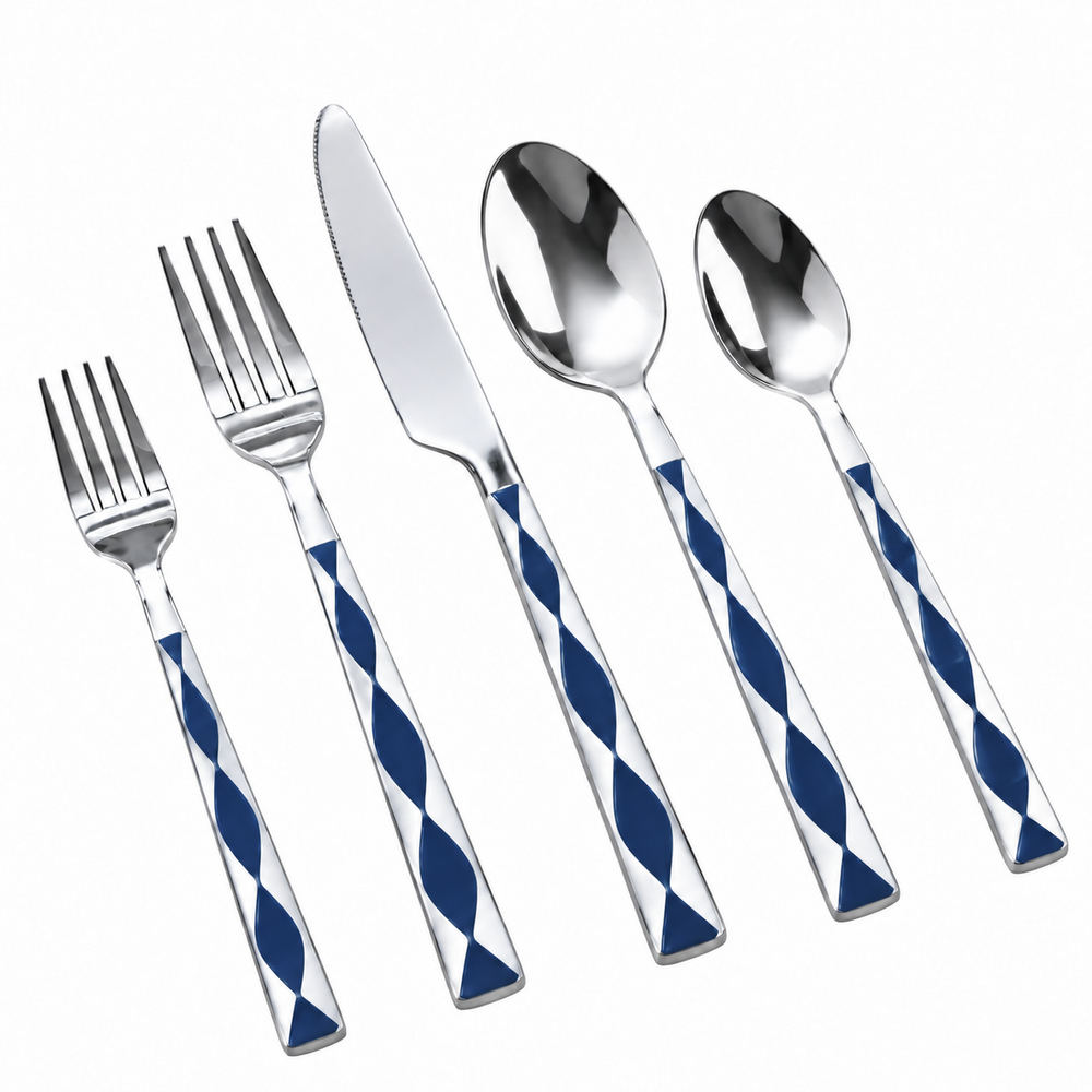 Prestige - Boca, Blue and White, 20 Pc Flatware Set - Gift Box