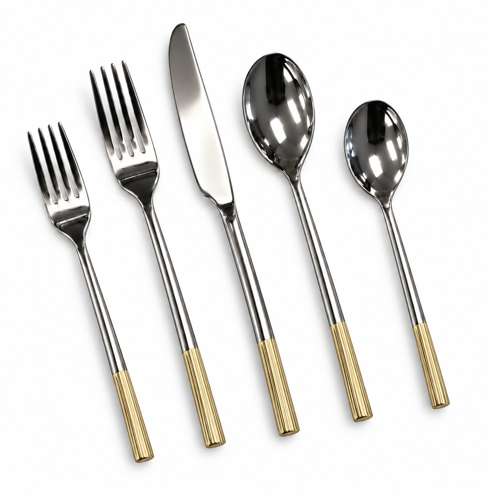 Prestige - Unami, Gold Plated Lines, SS, 20 Pc Flatware Set - Gift Box