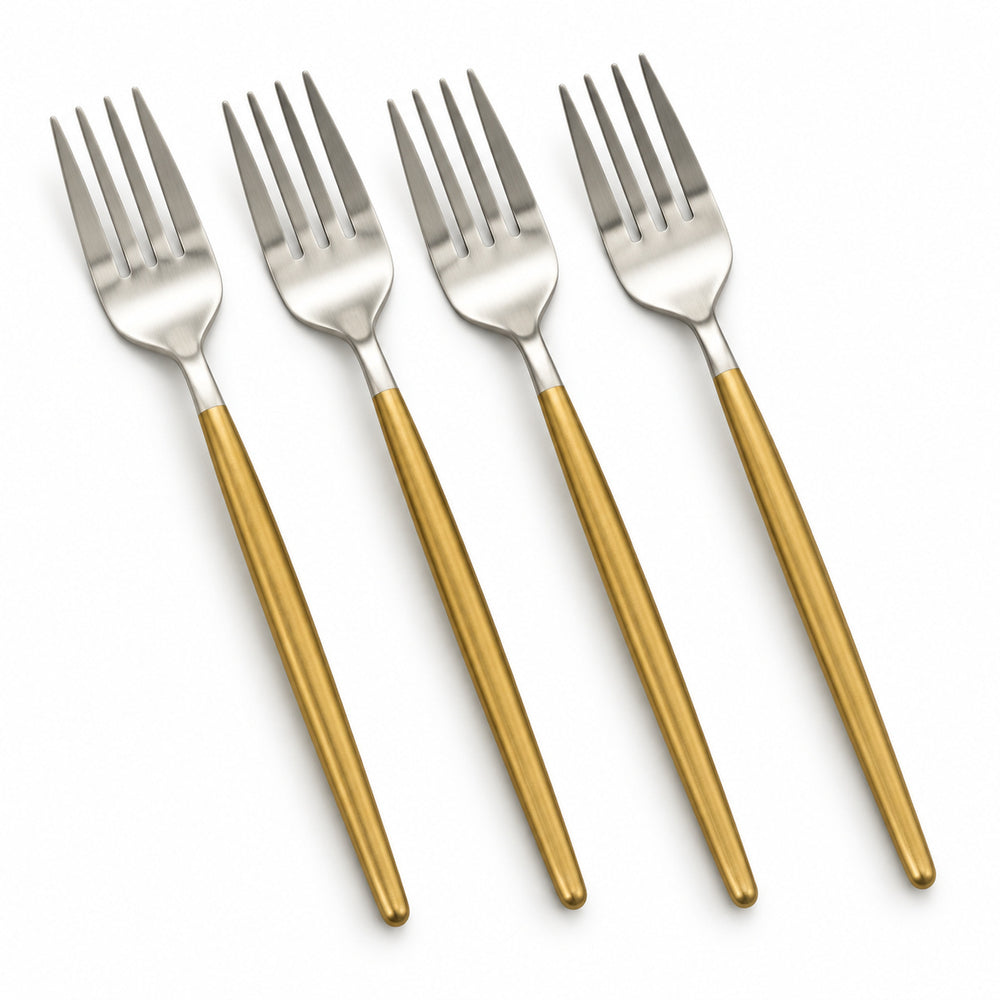 Prestige - Tai Chi, Brushed Gold Handle, SS, Cocktail Fork, 4 Pc Set