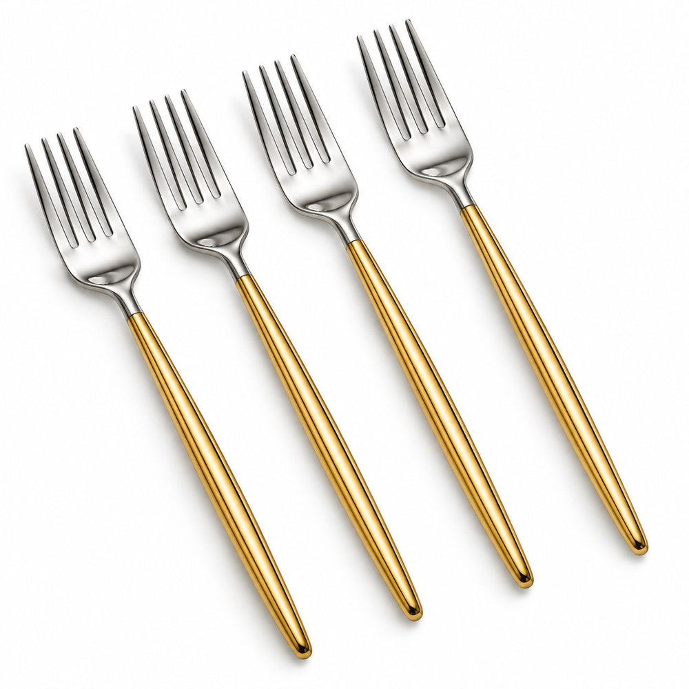 Prestige - Tai Chi, Mirror Gold Handle, SS, Cocktail Fork, 4 Pc Set