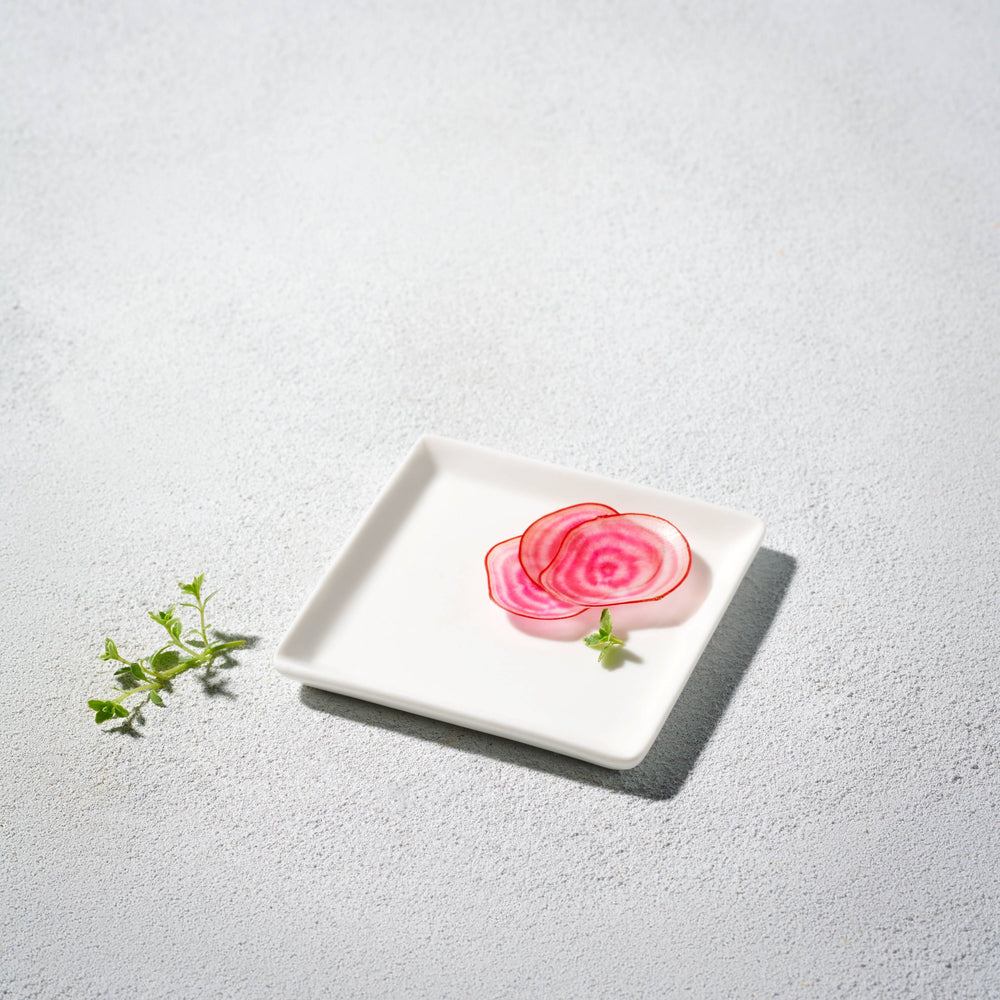 Vikko - Lightning, Mini Square Plate, White, 3.5"