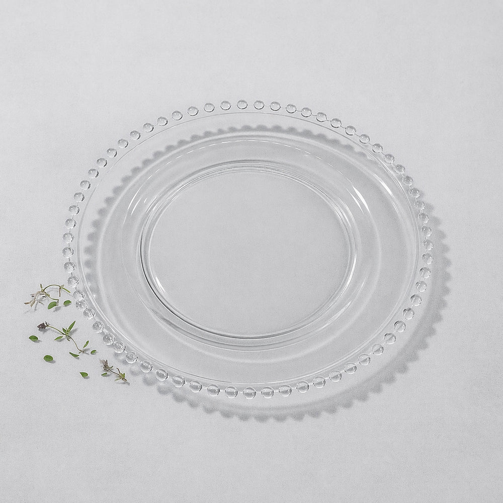 Vikko - Mirage, Glass Charger with Clear Beads, 13"