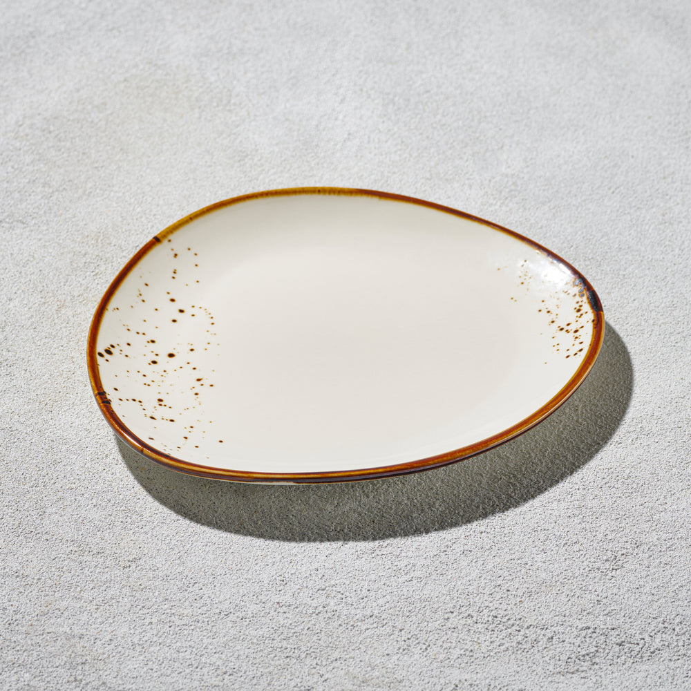 Vikko - Rustic, Triangular Plate, Cream, 8.5"