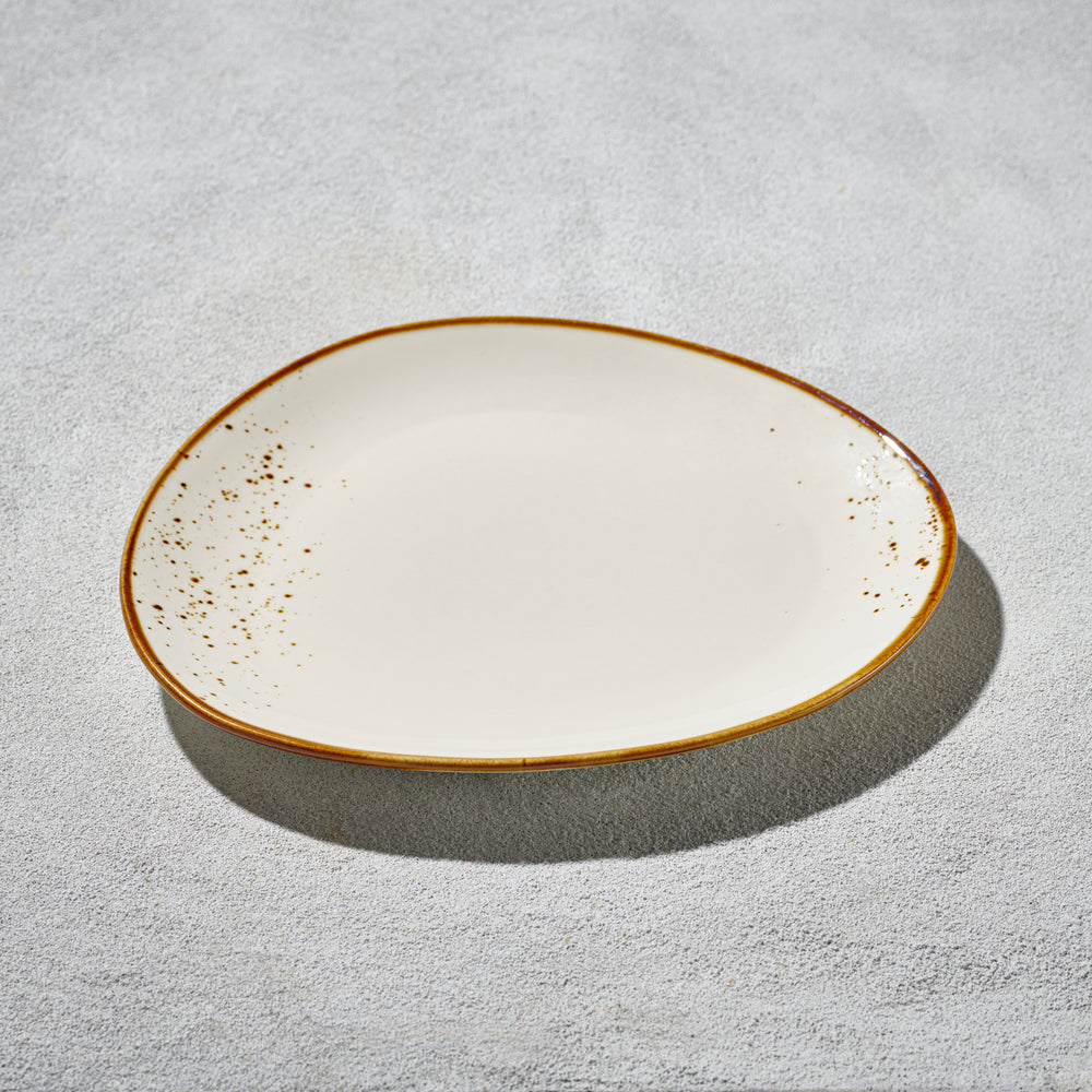 Vikko - Rustic, Triangular Plate, Cream, 10.25"