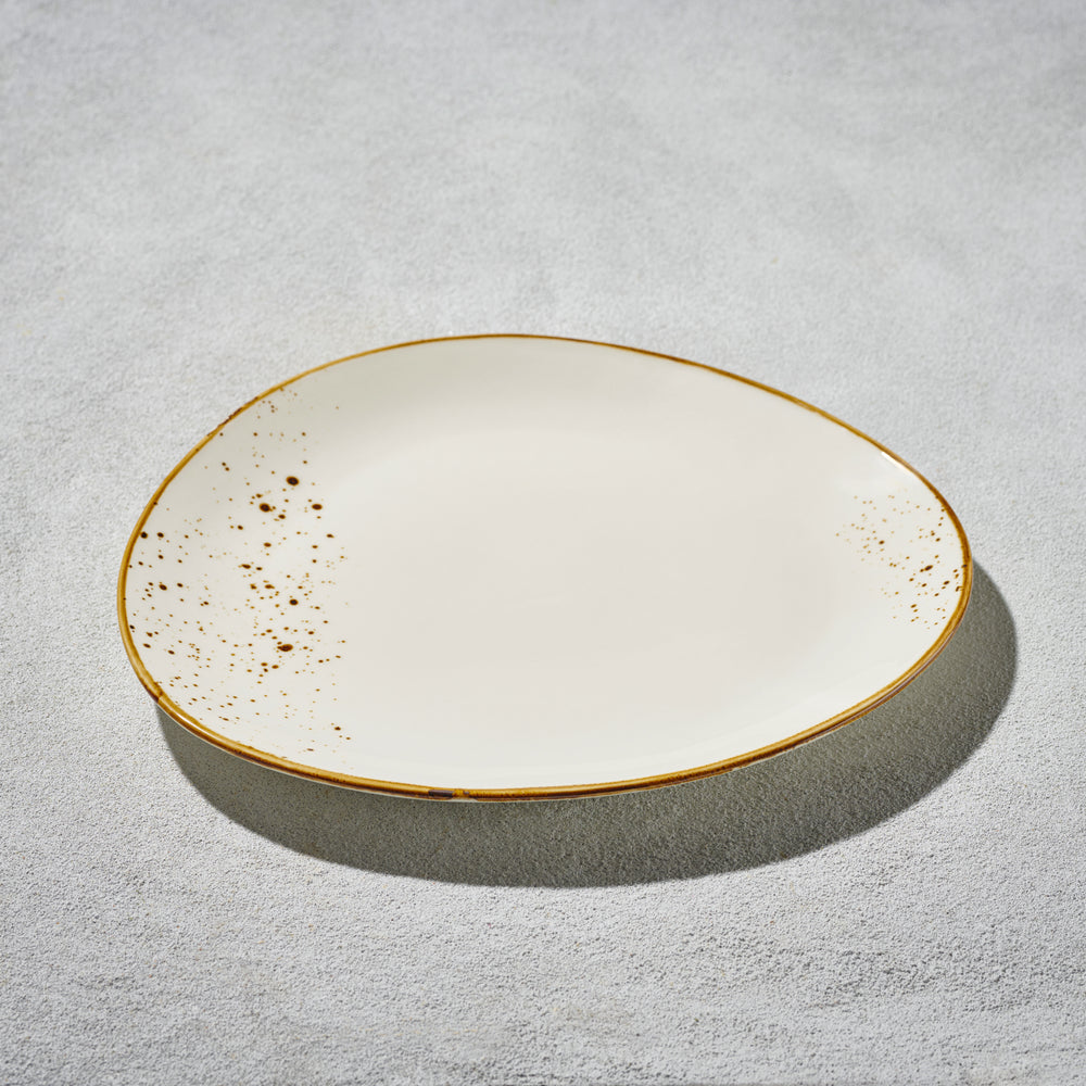 Vikko - Rustic, Triangular Plate, Cream, 11.25"
