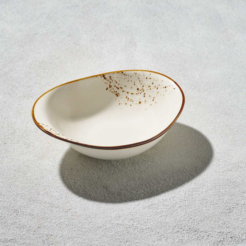 Vikko - Rustic, Oval Bowl, Cream, 7.25" x 5.25", 13 oz