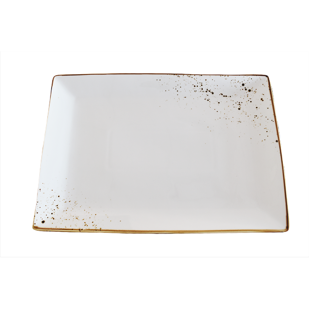 Vikko - Rustic, Rectangle Plate, Cream, 14" x 10"