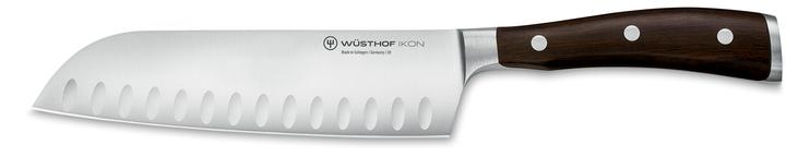 Wusthof – Ikon, Santoku Knife, Granton Blade, Woodgrain, 7″ | Rental