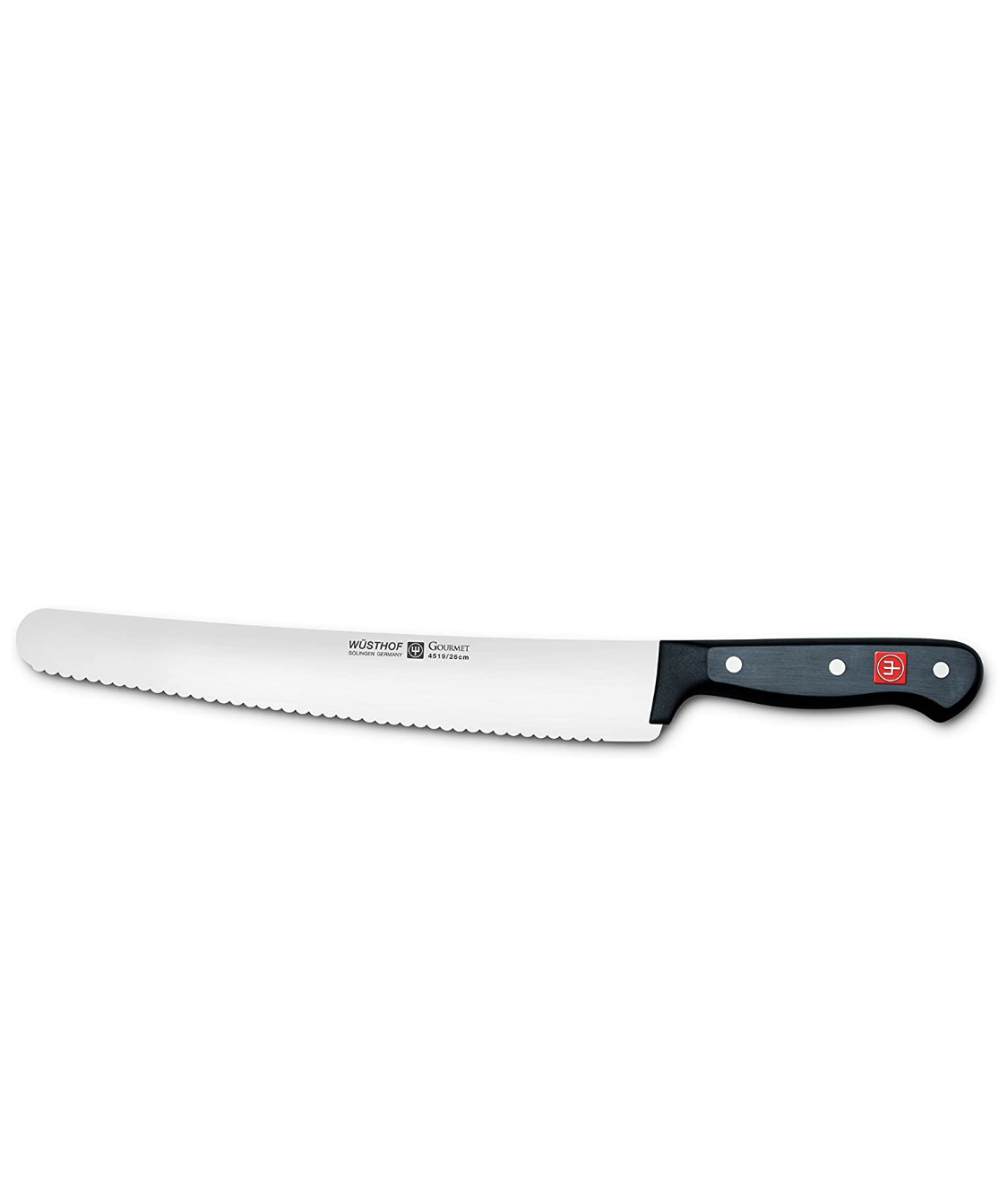 Wusthof – Gourmet, Super Slicer Knife, Serrated Blade, Round Tip, Black, 10″ | Rental
