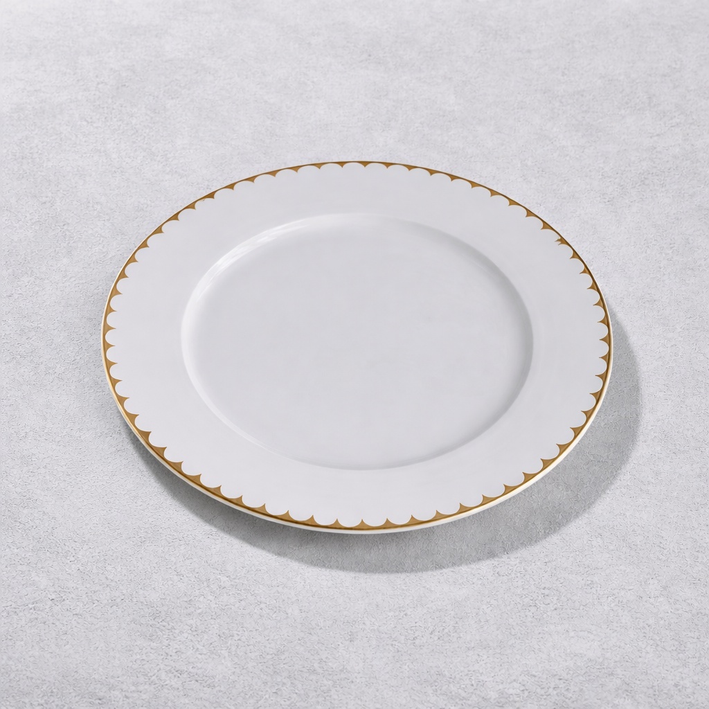 Vikko – Daisy Classic, Charger, White with Gold Rim, 12″ | Rental Vikko – Daisy Classic, Charger, White with Gold Rim, 12″ | Rental