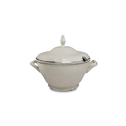 Vikko – Bernadotte, Soup Tureen, Ivory with Silver Rim, 2.7 qt