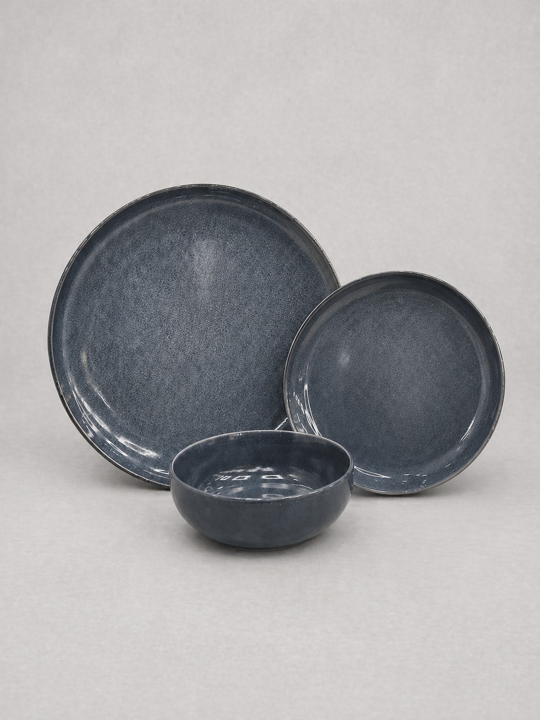 Vikko – Reactive Glaze, Fine Porcelain, Charcoal, 12 Pc Dinnerware Set, Service for 4