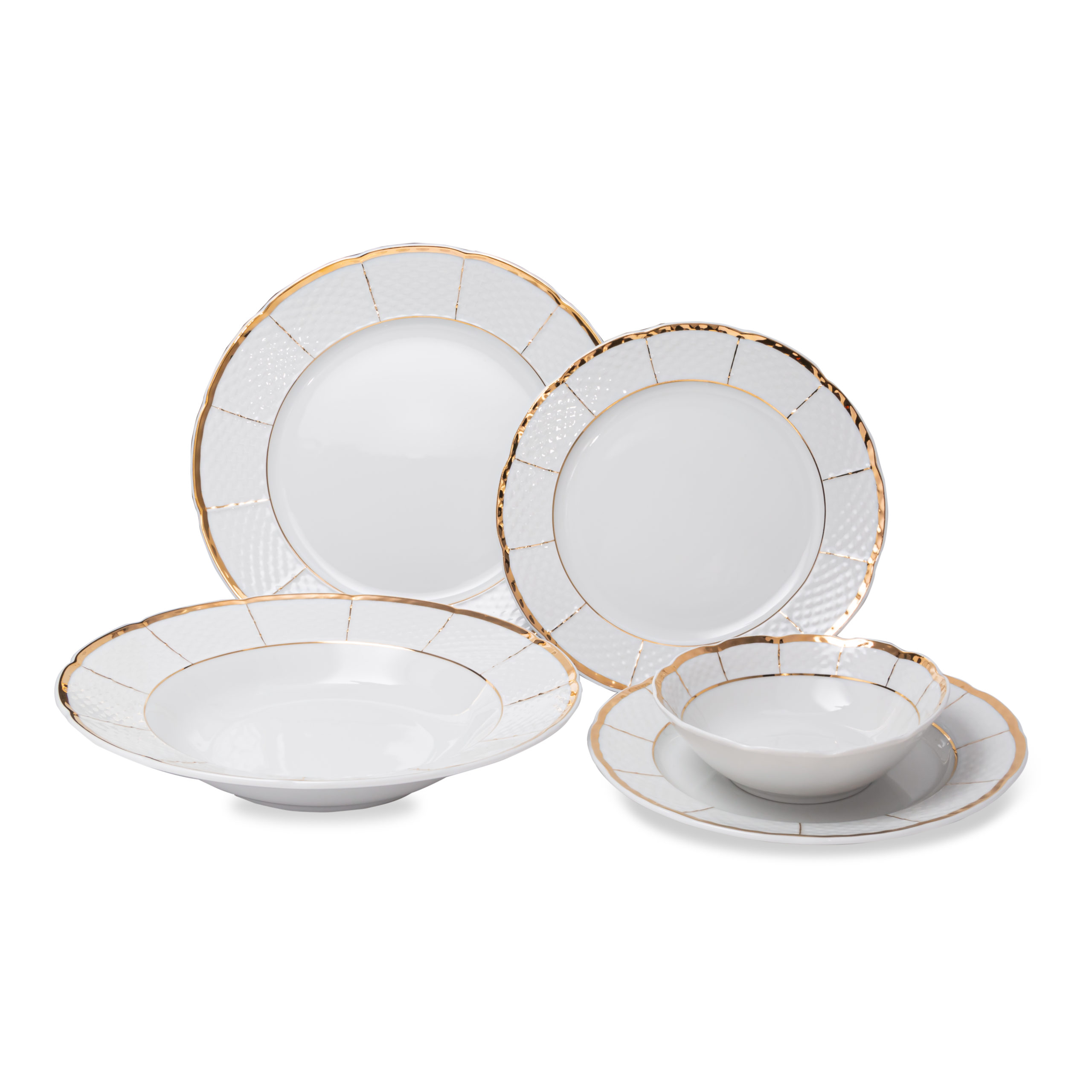 Vikko – Menuet, Gold and White, 20 Pc Dinnerware Set, Service for 4
